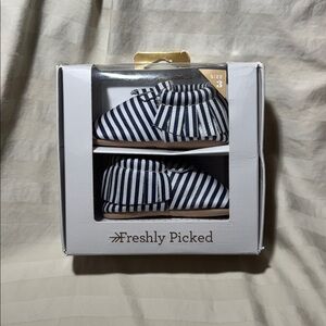Freshly Picked Navy and White Striped Moccasins